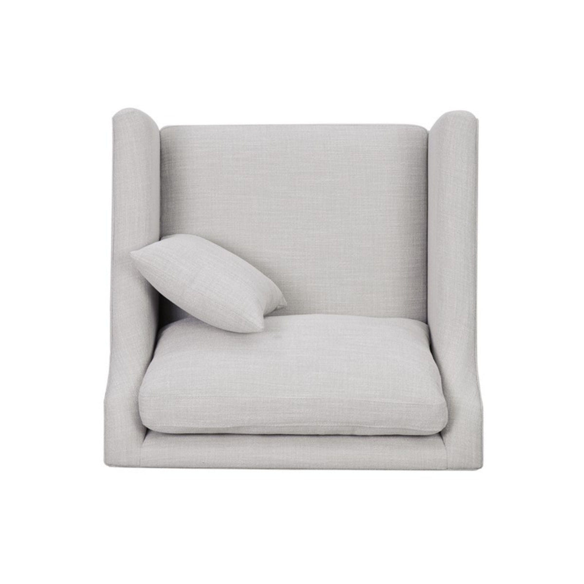 Beige Arm Chair with High Track Arms and Solid Wood Legs with beige fabric upholstery on Tampa Home & Garden Store
