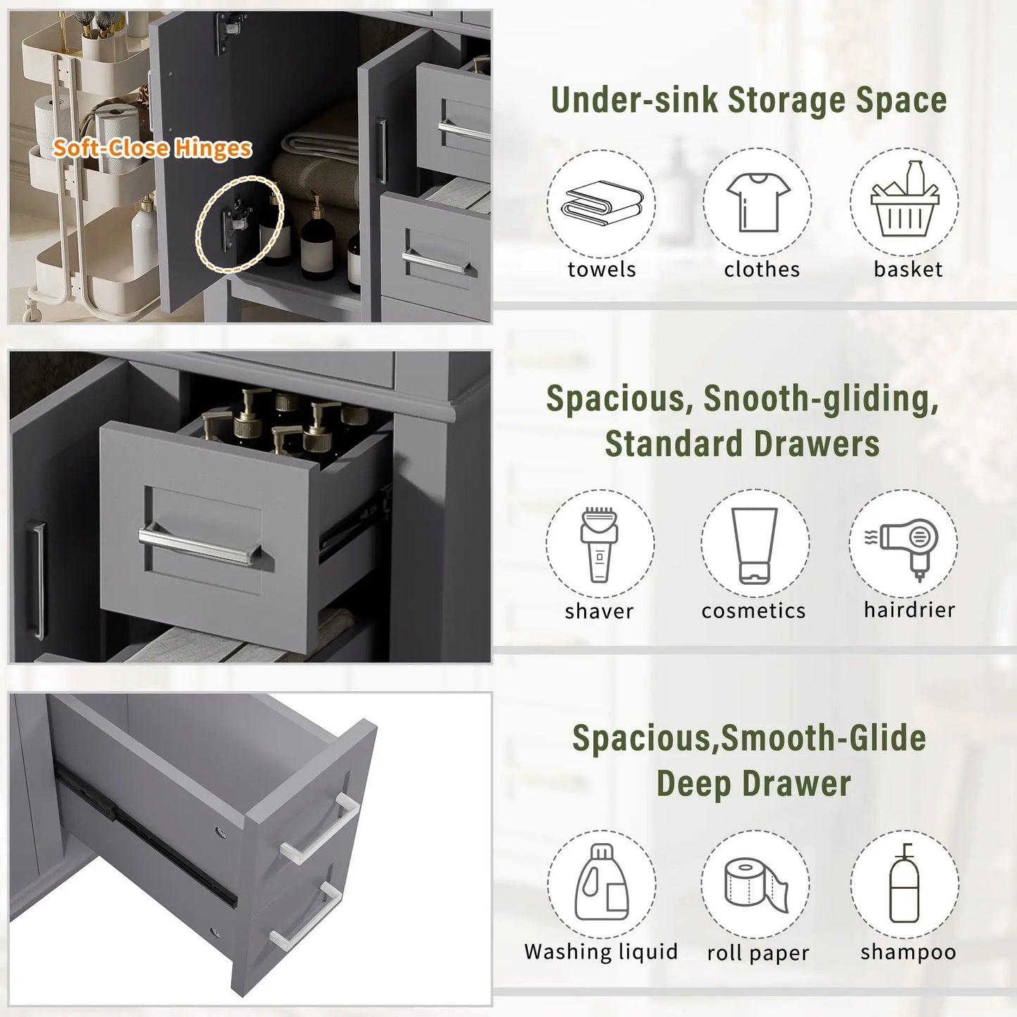 Modern Bathroom Vanity with Sink and Storage