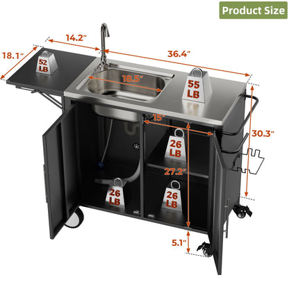 Outdoor Stainless Steel Grill Table and Sink