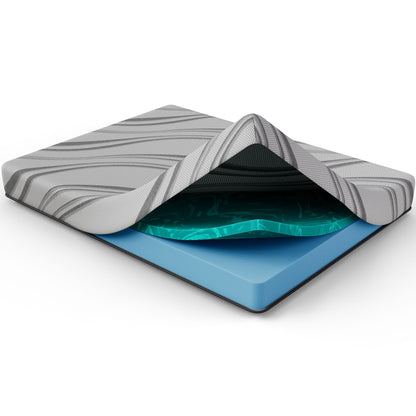 HouseOfZazla Bib NL 8in Pro Gel Foam Firm Hybrid Mattress with gray quilted cover and teal base on Tampa Home & Garden Store
