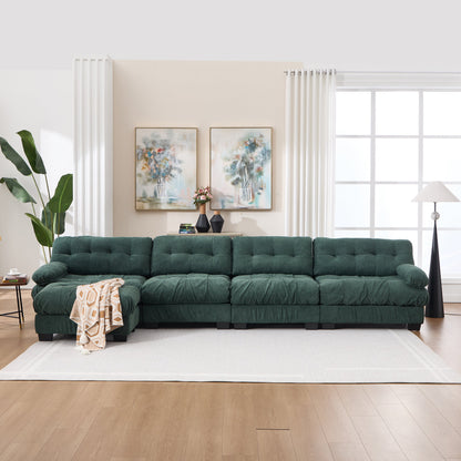 Modular Sectional Sofa Cloud Couch by HouseOfZazla in emerald green tufted fabric on Tampa Home & Garden Store