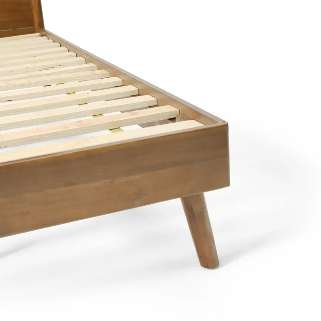 Cohron solid wood platform bed twin frame in warm brown with slats HouseOfZazla on Tampa Home & Garden Store