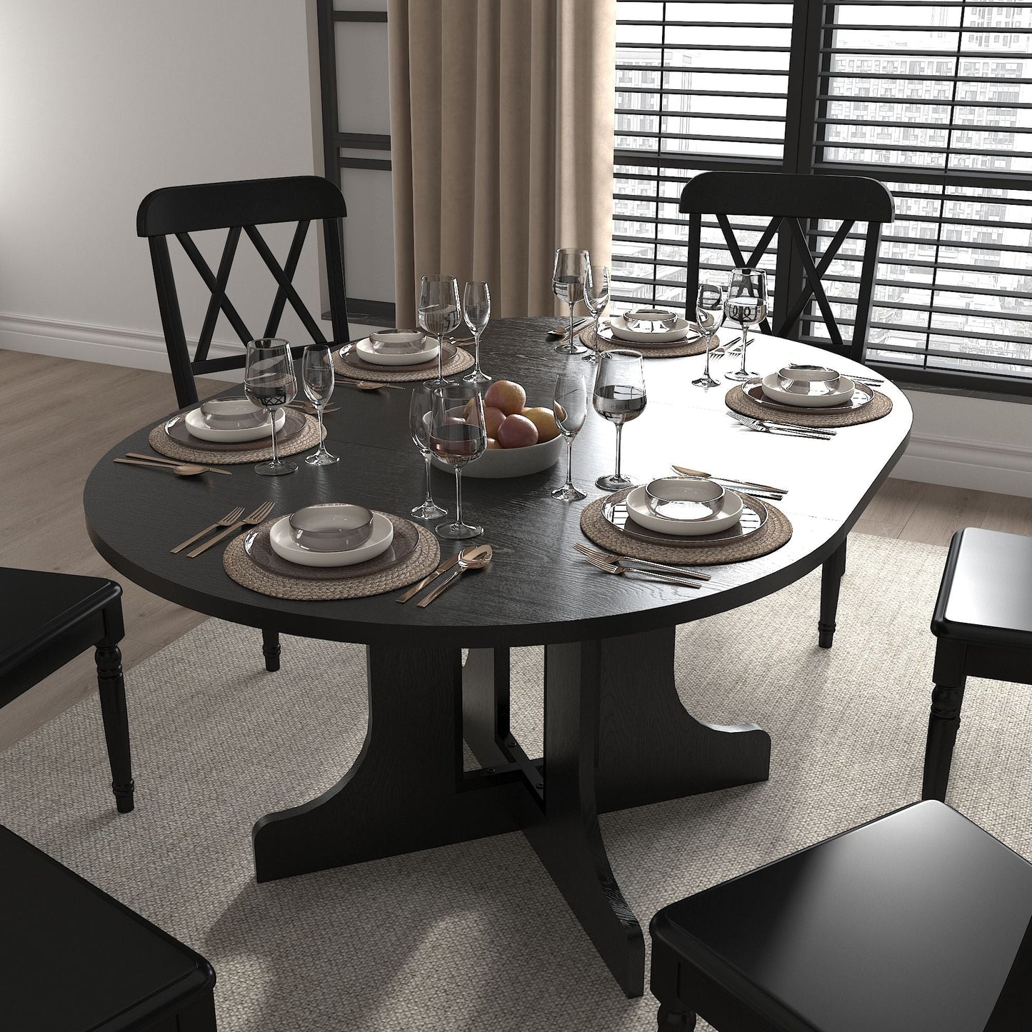 Farmhouse and Expandable Oval Dining Table