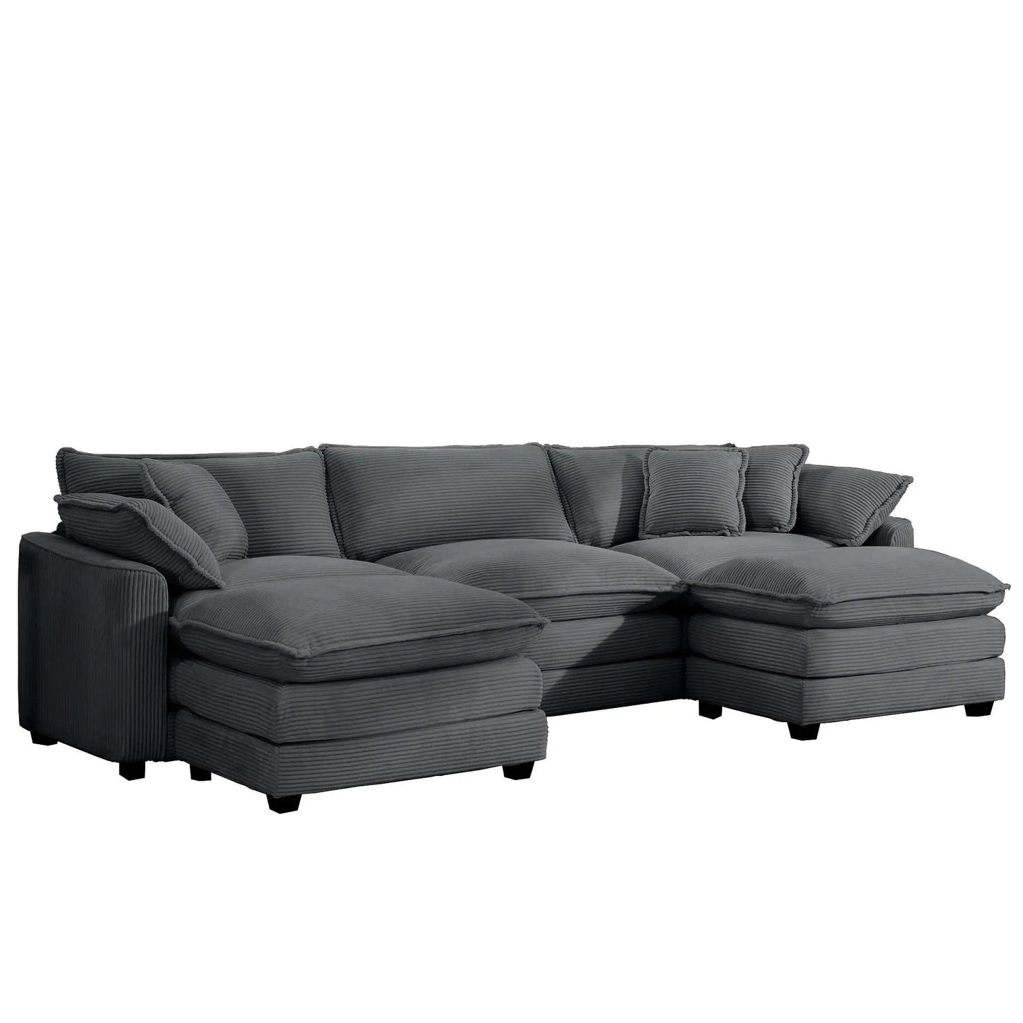 Modular oversized sofa with ottoman in dark charcoal fabric, deep seating by Unique Piece on Tampa Home & Garden Store