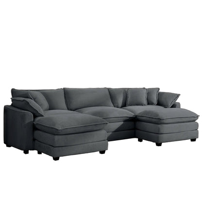 Modular oversized sofa with ottoman in dark charcoal fabric, deep seating by Unique Piece on Tampa Home & Garden Store