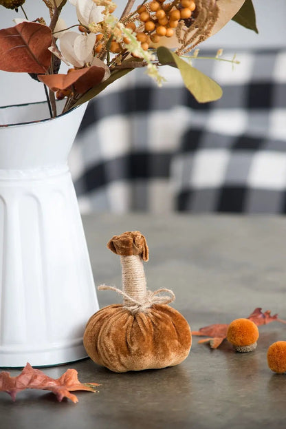 Velvet pumpkin ornament set of 6 by Unique Piece Furniture, fall decor with jute stem on Tampa Home & Garden Store