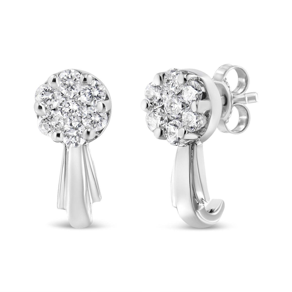 14K white gold diamond floral cluster drop earrings, 3/4 ct tw, H-I, I1-I2, Bids.com on Tampa Home & Garden Store