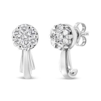 14K white gold diamond floral cluster drop earrings, 3/4 ct tw, H-I, I1-I2, Bids.com on Tampa Home & Garden Store