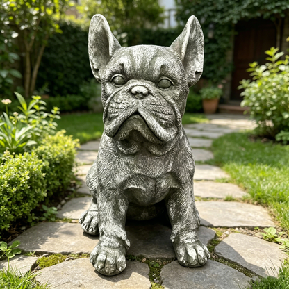 16-inch outdoor weatherproof French Bulldog statue gray stone-look finish by HouseOfZazla on Tampa Home & Garden Store
