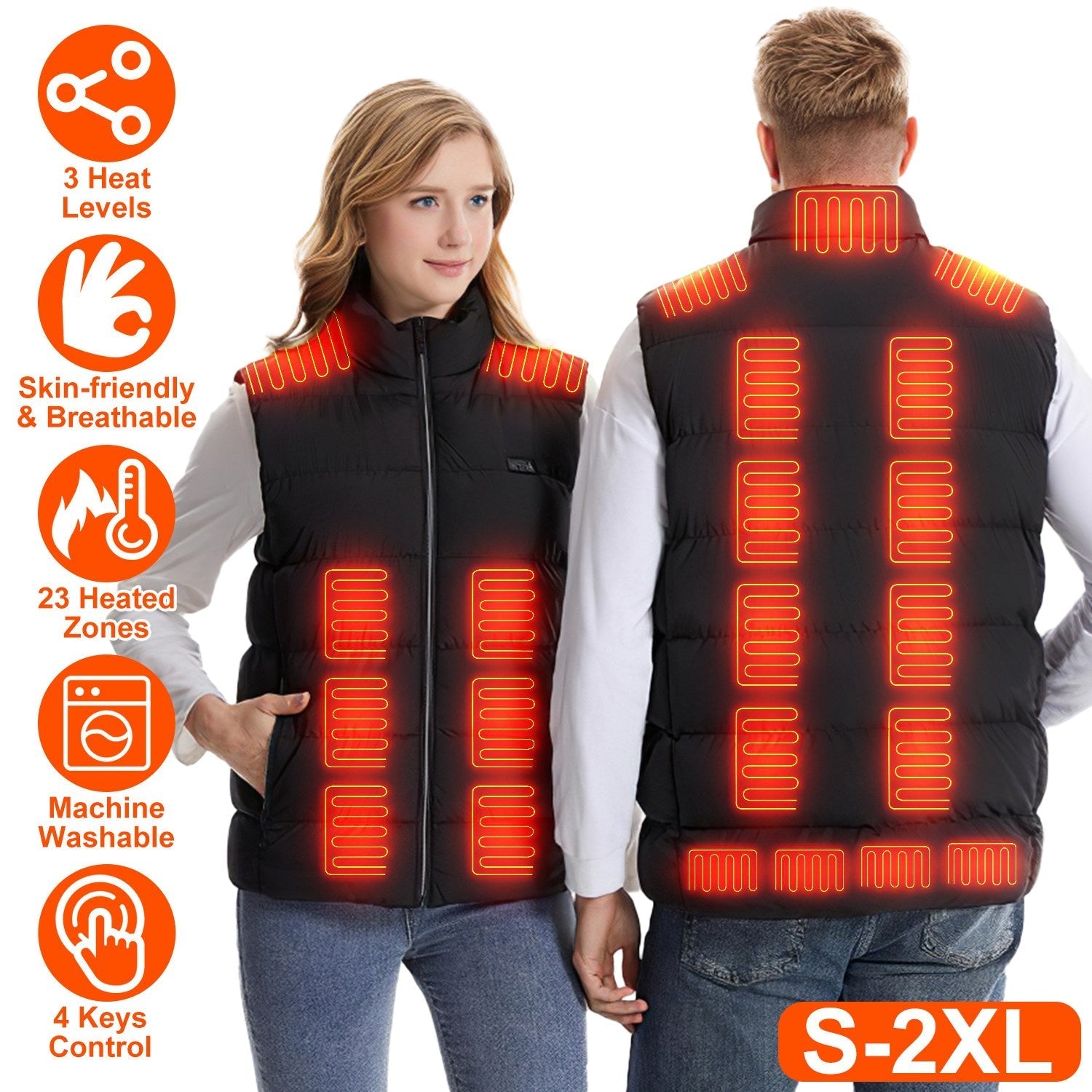 GemGear heated vest for men and women, black puffer with 23 heating zones and 3 heat levels on Tampa Home & Garden Store