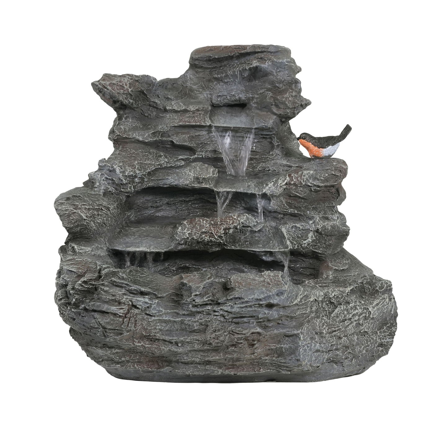 Concrete Rock Waterfall Fountain with LED Lights in gray stone, HouseOfZazla outdoor decor on Tampa Home & Garden Store