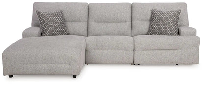 Acklen Place reclining sectional by Unique Piece Furniture in gray fabric with 2 pillows on Tampa Home & Garden Store