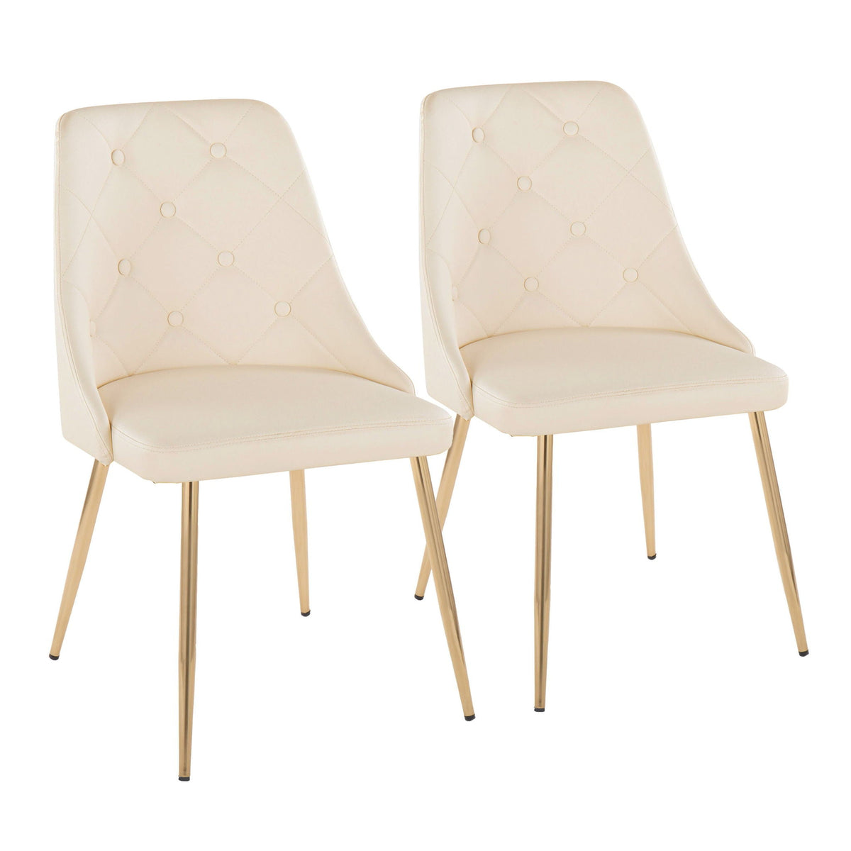 Giovanni cream tufted dining chairs set of 2 with gold legs HouseOfZazla on Tampa Home & Garden Store