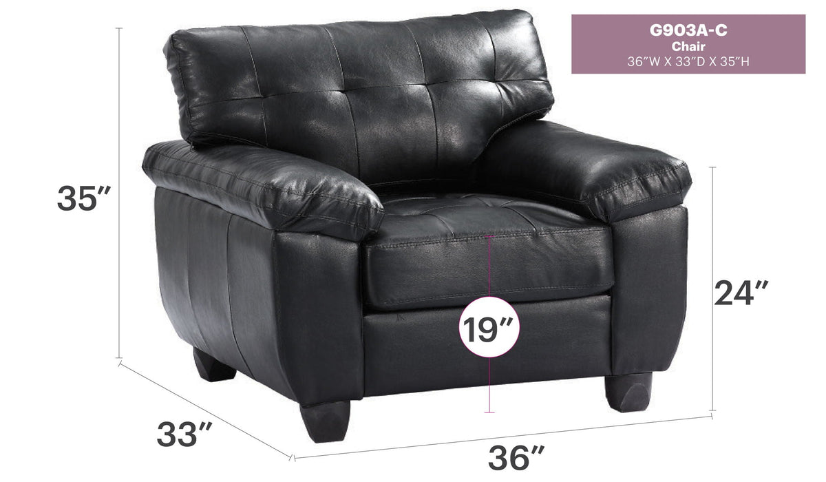 Black leather accent chair with removable back and pocketed coil cushion HouseOfZazla on Tampa Home & Garden Store