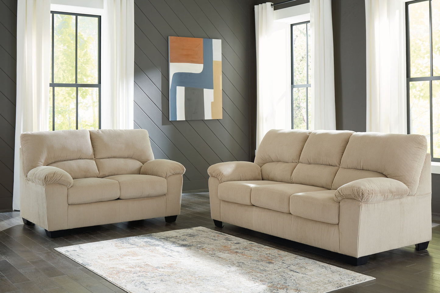 SimpleJoy Corduroy Living Room Sofa and Loveseat