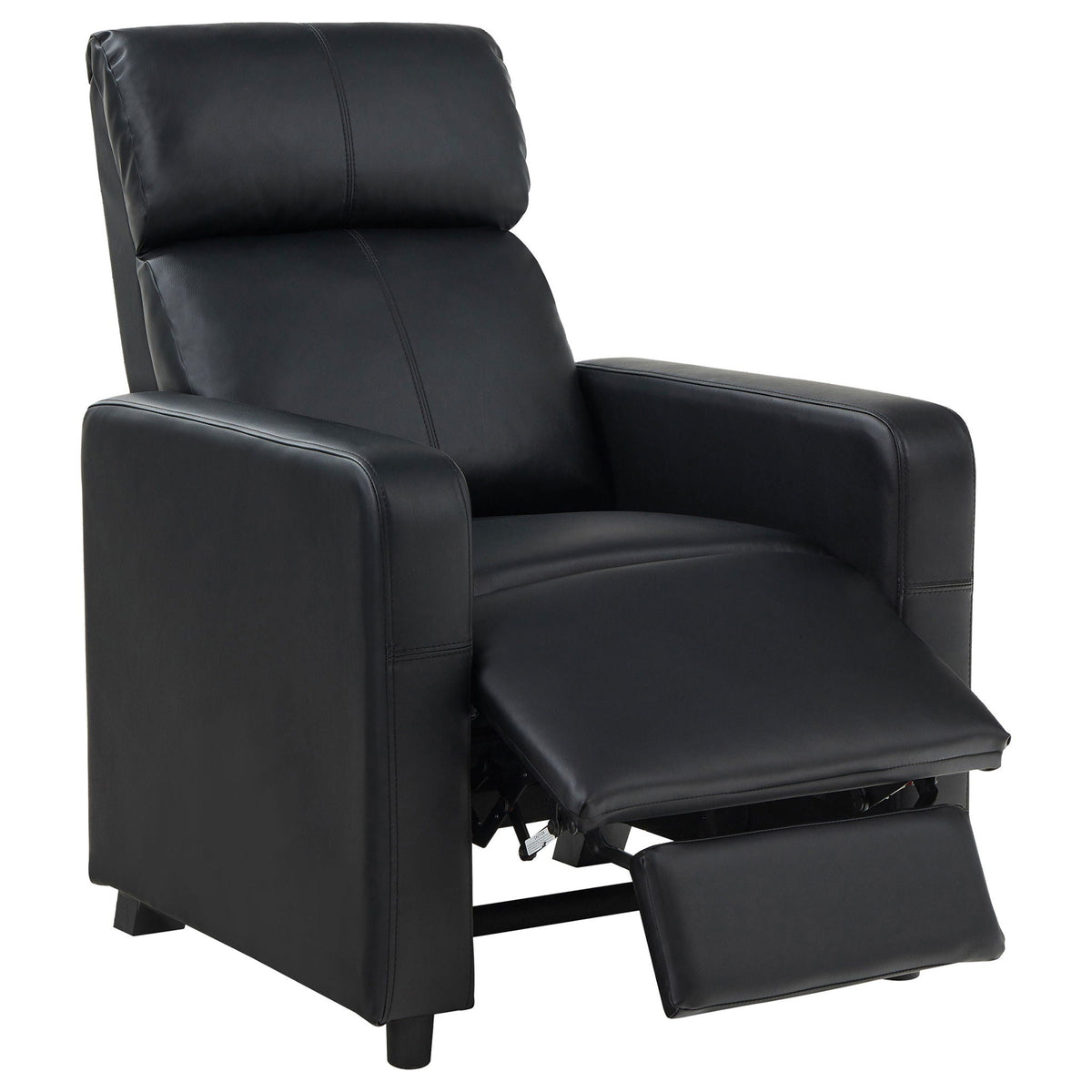 Push Back Recliner black premium leather reclining chaise lounge chair with footrest on Tampa Home & Garden Store