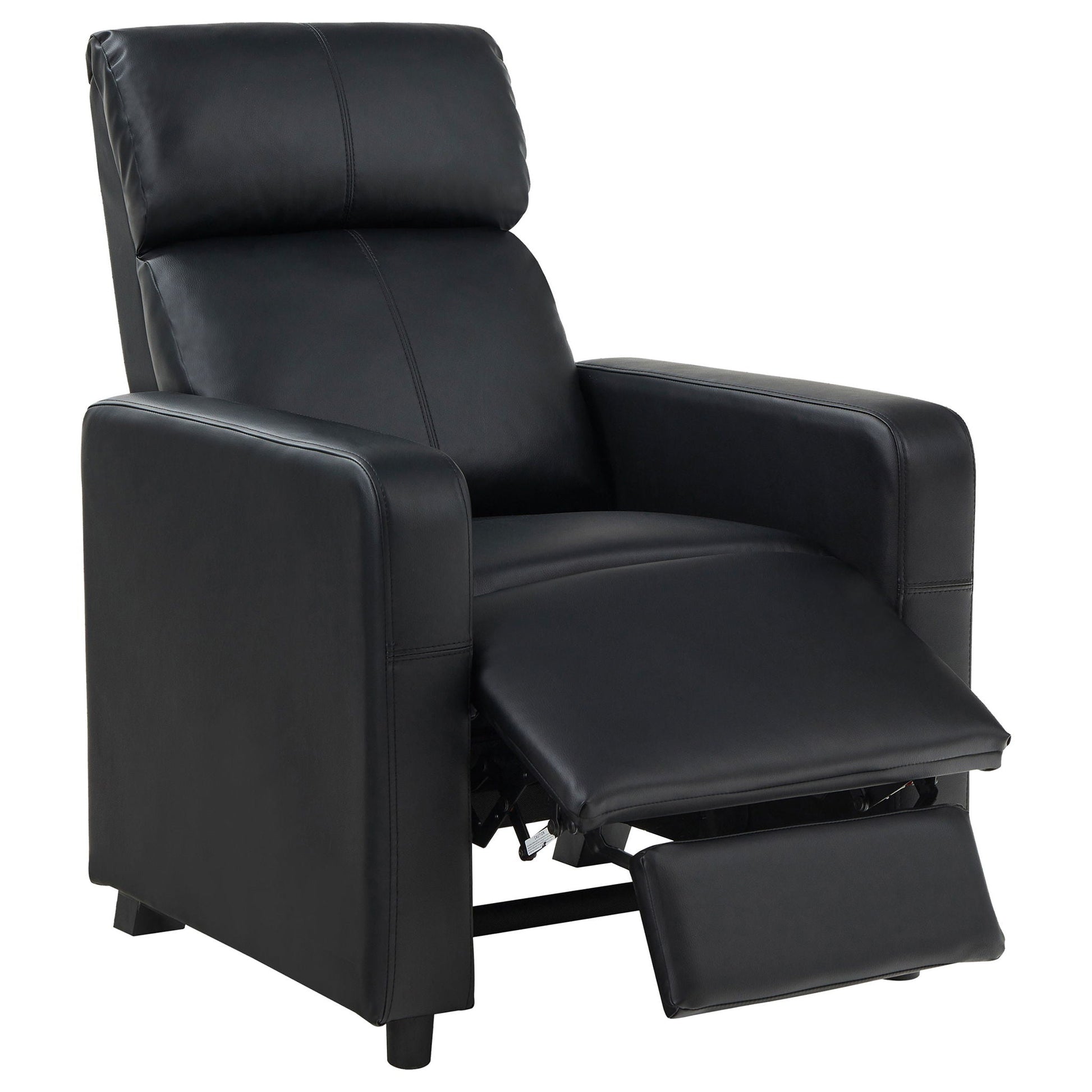 Push Back Recliner black premium leather reclining chaise lounge chair with footrest on Tampa Home & Garden Store