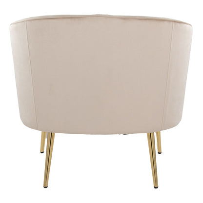 Beige contemporary glam accent chair with tufted upholstery and gold legs by HouseOfZazla on Tampa Home & Garden Store