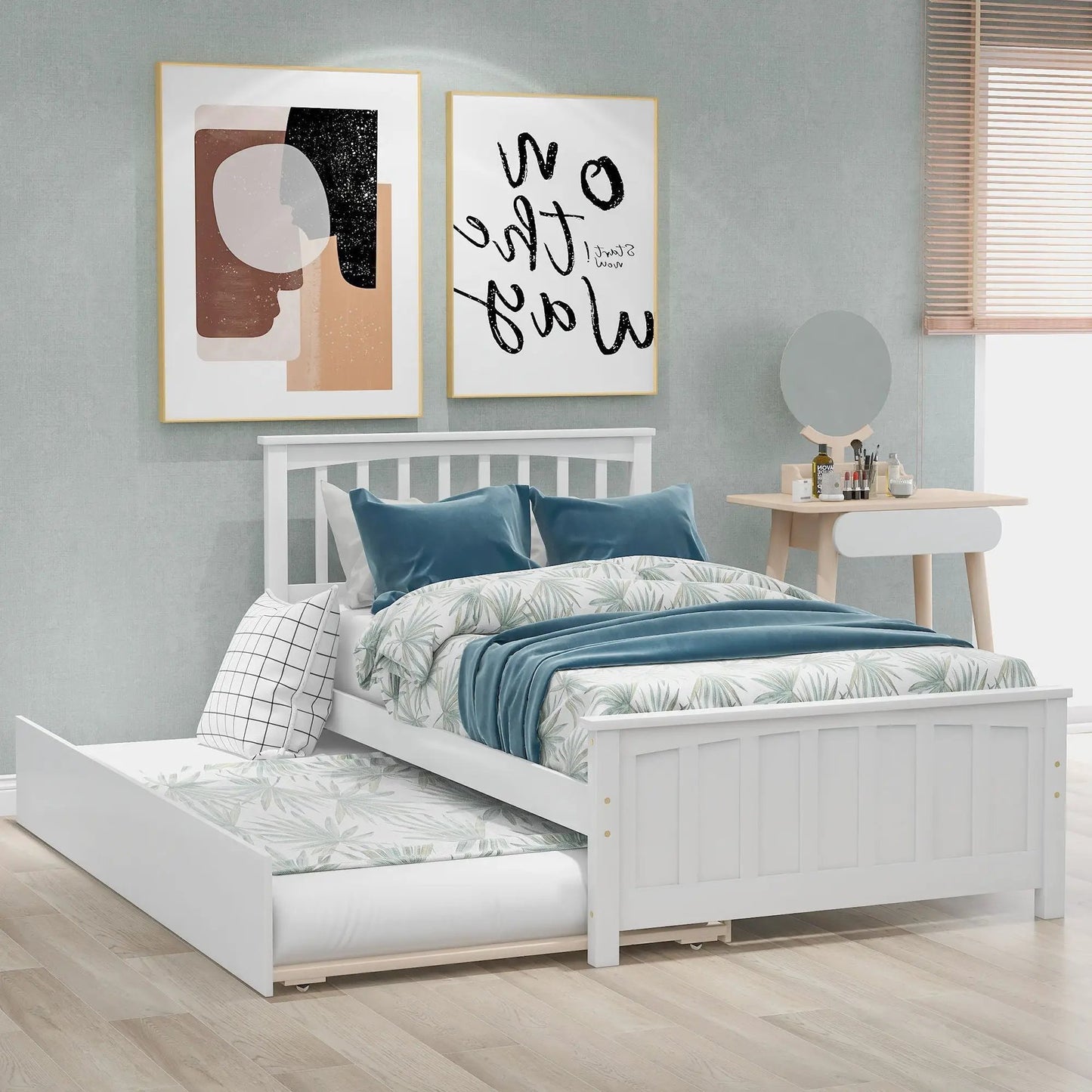Wood Platform Bed with Headboard and Footboard