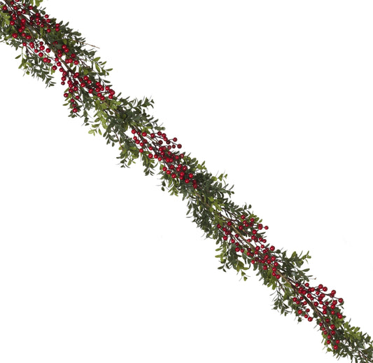 Boxwood Garland with Berries - 5 Feet Long - Tampa Home & Garden Store