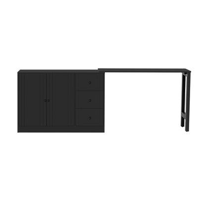 Wooden sideboard with extendable table in black, featuring doors and drawers HouseOfZazla on Tampa Home & Garden Store