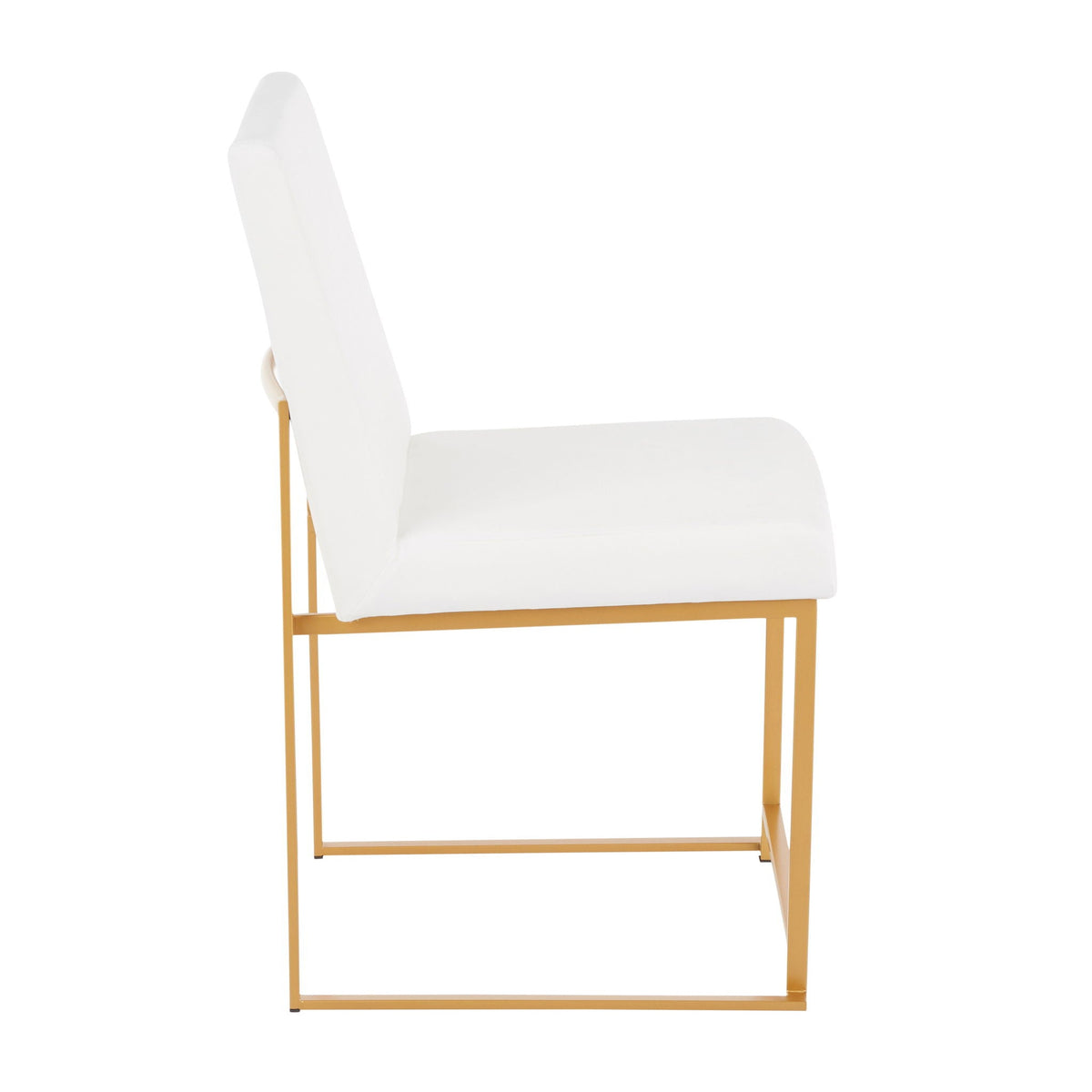 Contemporary high-back dining chair with white upholstery and metal frame HouseOfZazla on Tampa Home & Garden Store