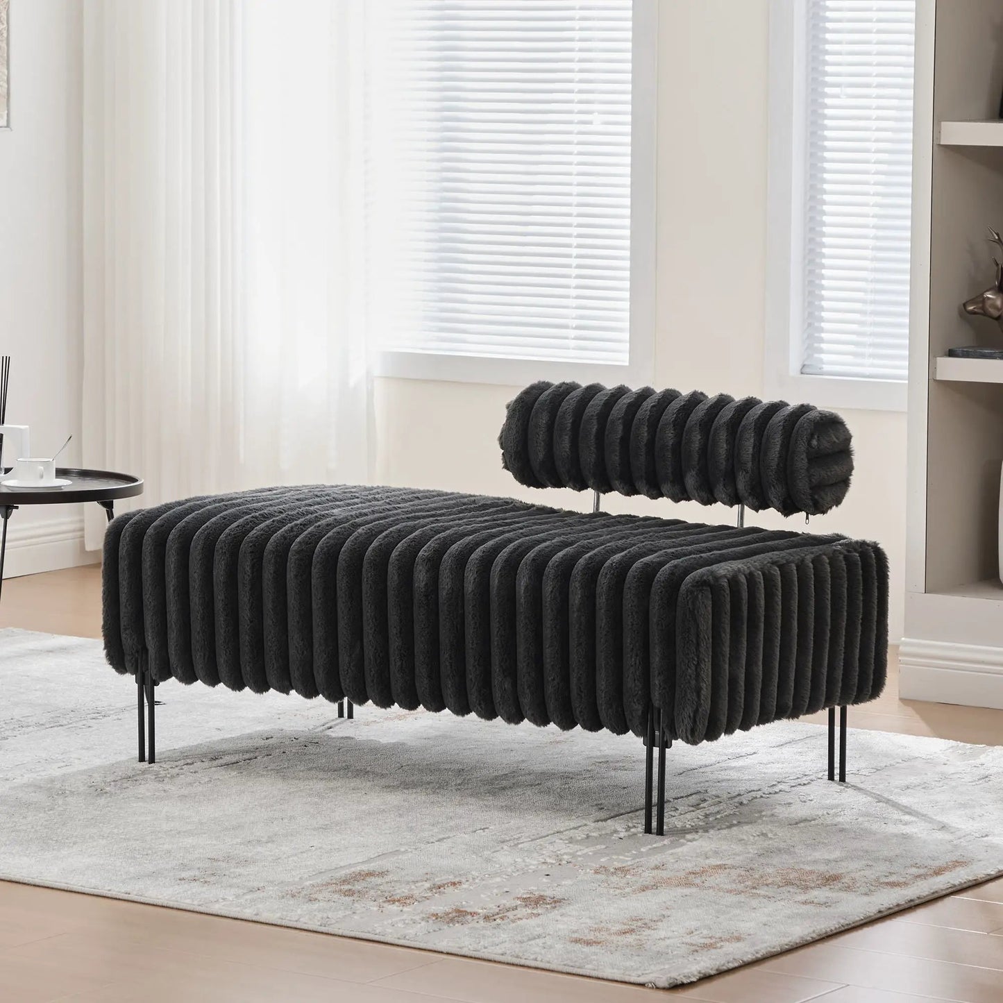 Mini Loveseat With Adjustable Backrest and Fur
