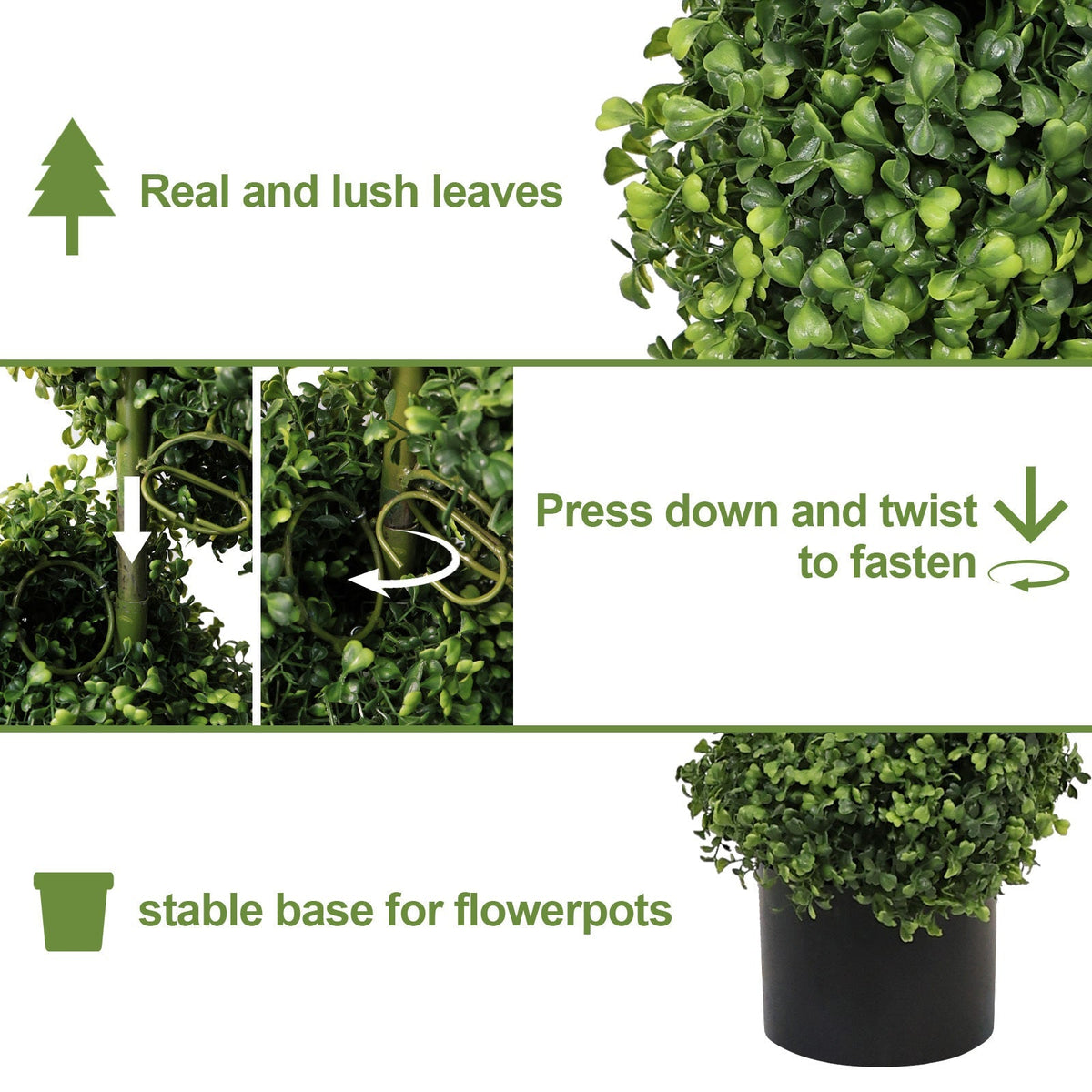 7FT spiral topiary tree faux boxwood with lush green leaves in a black planter HouseOfZazla on Tampa Home & Garden Store