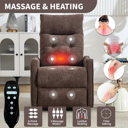 Brown chenille power lift recliner with lumbar heating and massage nodes by HouseOfZazla on Tampa Home & Garden Store
