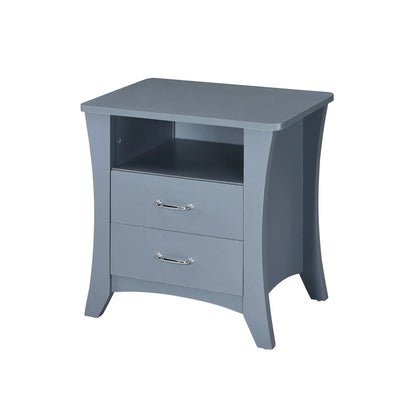 Colt accent table by Unique Piece Furniture in gray-blue with open shelf and two drawers on Tampa Home & Garden Store
