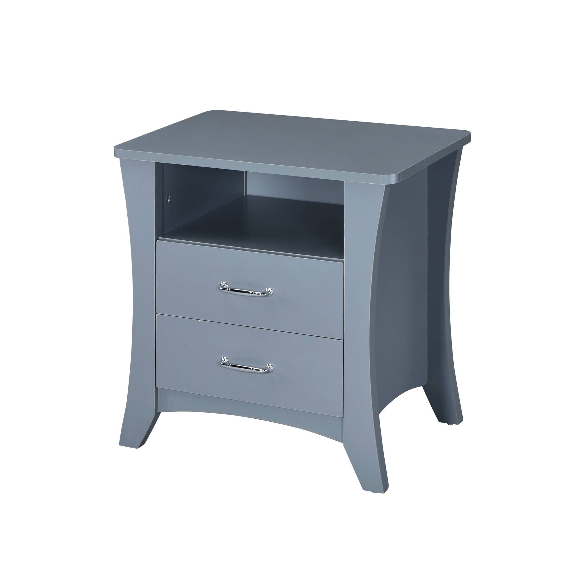 Colt accent table by HouseOfZazla in blue-gray with open shelf and 2 drawers on Tampa Home & Garden Store