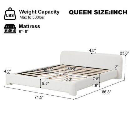 White Boucle Upholstered Bed for Modern Rooms