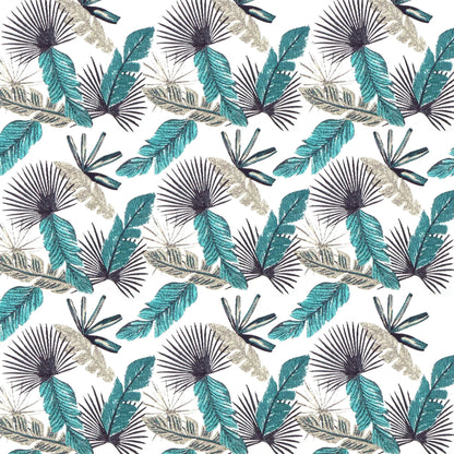 Manual Swivel Recliner Rocker Chair with Adjustable Backrest in teal beige tropical leaf fabric on Tampa Home & Garden Store