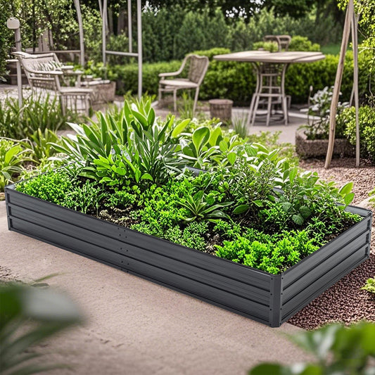 Galvanized raised garden bed planter 8×4×1 ft metal frame HouseOfZazla outdoor living on Tampa Home & Garden Store