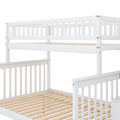 White bunk bed with staircase by HouseOfZazla, 2-tier bunk with wooden slat base on Tampa Home & Garden Store