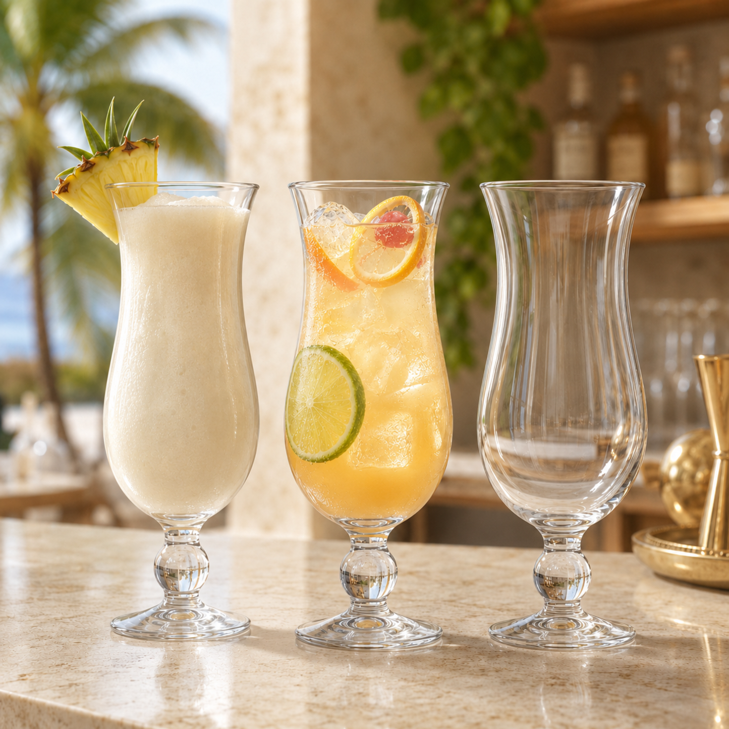 Set of 6 Tall Hurricane Glasses for Home and Bar