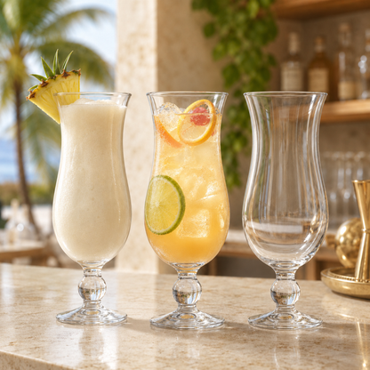 Set of 6 Tall Hurricane Glasses for Home and Bar