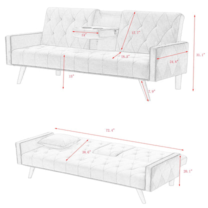 Pink Velvet Sofa Bed With Nailhead And The Frame