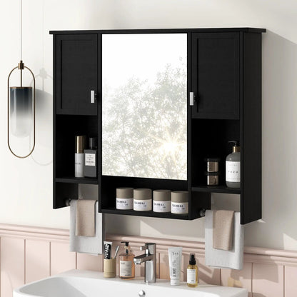 Wall mounted medicine cabinet with mirror, black finish, towel bars, Unique Piece Furniture on Tampa Home & Garden Store