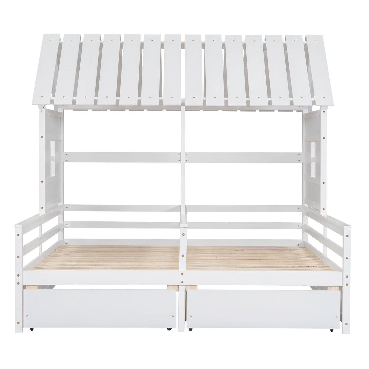 HouseOfZazla white storage bed with two side-by-side drawers and slatted platform on Tampa Home & Garden Store