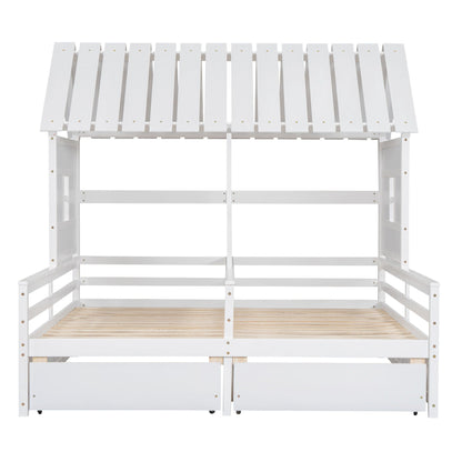 HouseOfZazla white storage bed with two side-by-side drawers and slatted platform on Tampa Home & Garden Store