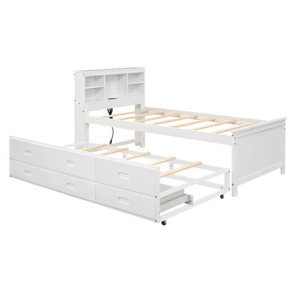 Platform Bed With Storage Headboard and USB