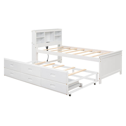 Platform bed with storage headboard USB trundle and 3 drawers by HouseOfZazla on Tampa Home & Garden Store