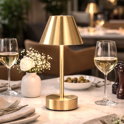 Elegance Rechargeable LED Table Lamp gold brass with touch switch HouseOfZazla Tampa Store on Tampa Home & Garden Store