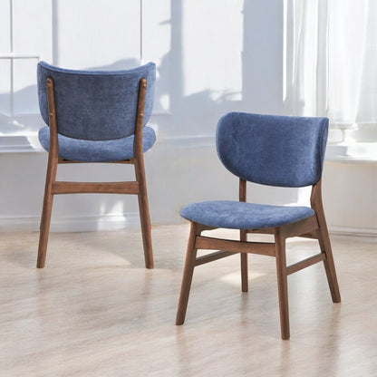 Bevis Side Chair Set with padded blue cushions, wooden legs, HouseOfZazla on Tampa Home & Garden Store