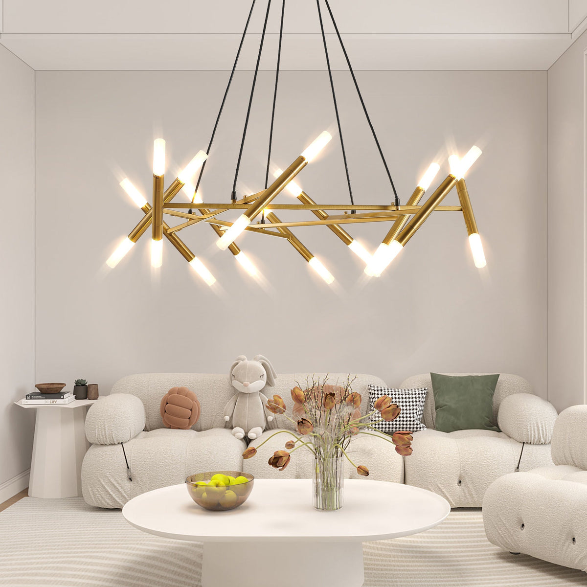 41' Golden modern chandelier with brass branch design by HouseOfZazla on Tampa Home & Garden Store