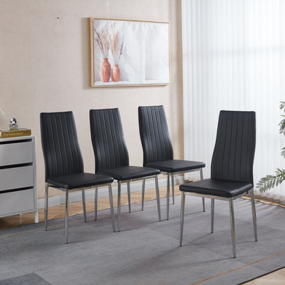 Minimalist Design Dining Chairs set of 4 in black leatherette with chrome legs by HouseOfZazla on Tampa Home & Garden Store