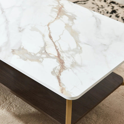 Coffee Table for Living Room, Golden White
