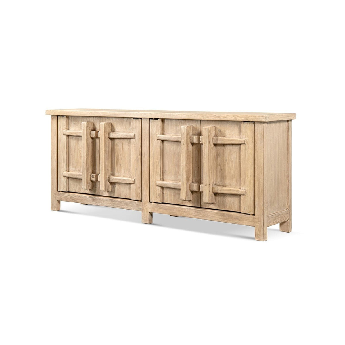Natural wood 4-door sideboard cabinet with carved handles, HouseOfZazla on Tampa Home & Garden Store