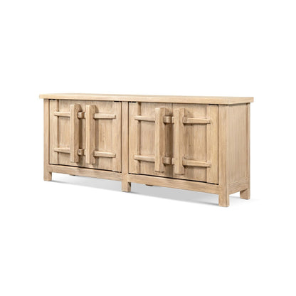 Natural wood 4-door sideboard cabinet with carved handles, HouseOfZazla on Tampa Home & Garden Store